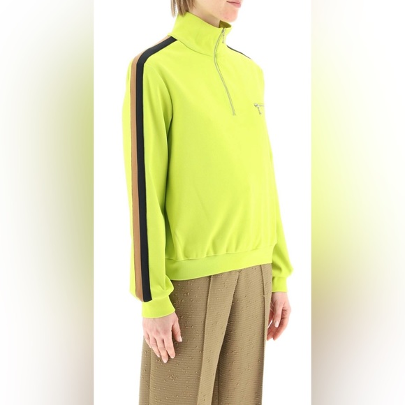 Tory Burch half zip techno jersey sweatshirt NWT size L Large Yellow